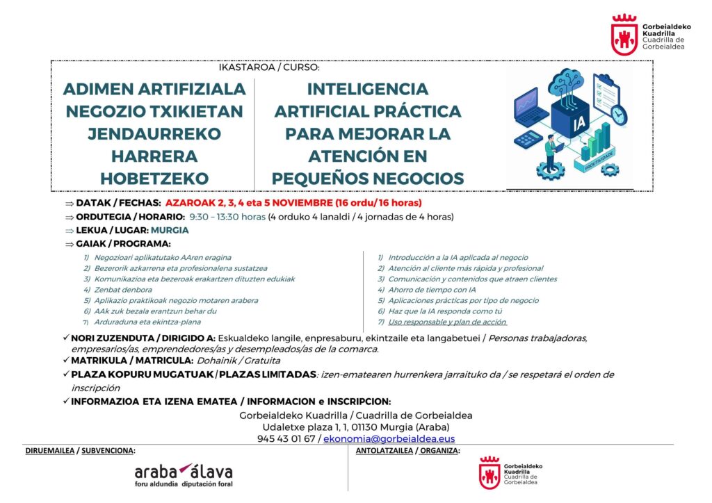 Ikastaroa - Curso INTELIGENCIA ARTIFICIAL pequeños negocios (1)